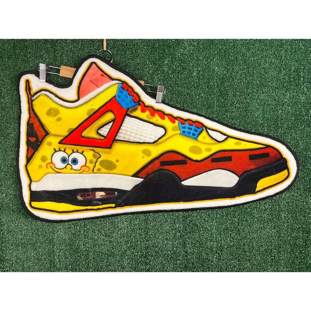 SpongeBob SquarePants Jordan 4 Sneaker Custom Area Rug Sneakerhead Decor 31x18
